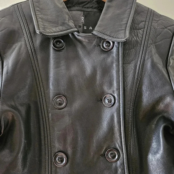 Rudsak Vintage Women's Double Breasted Moto Leather Biker Jacket Black Small. - Picture 6 of 16